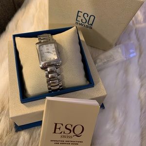 ESQ by Movado Ladies SS watch w/diamonds MOP